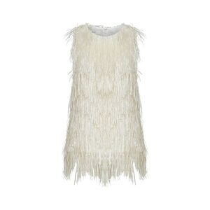 Co Women Pearl Metallic Fringed Racerback Tank Top